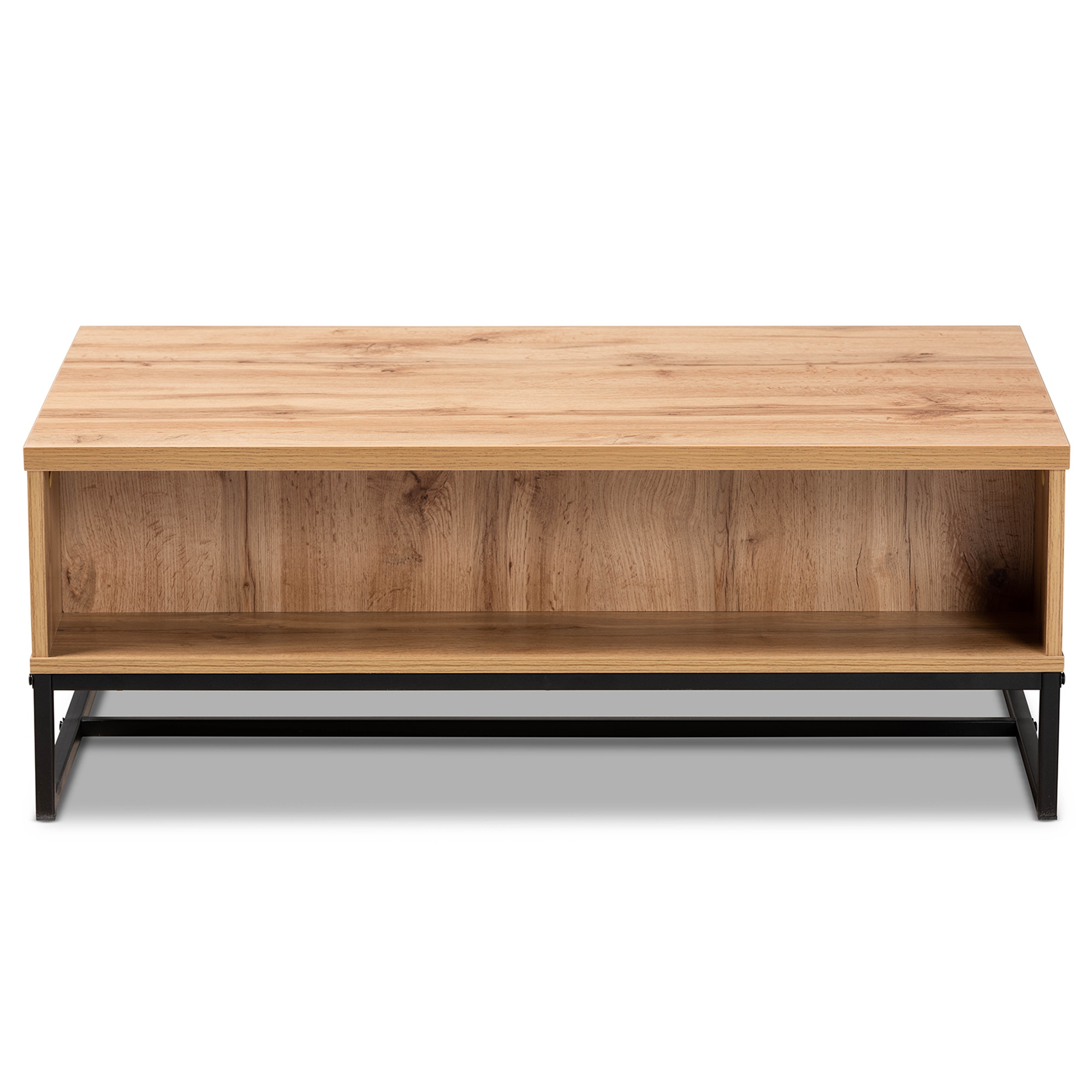 Baxton Studio Franklin Contemporary MDF Coffee Table, Oak Brown/Black
