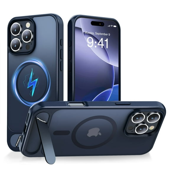 Marsrider Magnetic Compatible with iPhone 16 Pro Max Case with Stand, [Upgraded Metal Invisible Kickstand] [Fit for MagSafe] Slim Translucent Matte Phone Case for iPhone 16 Pro Max 6.9", Black