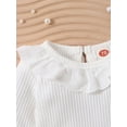 thumbnail image 5 of LMLYSoH Baby Girl Fall Outfits Rib Knit Doll Collar Long Sleeve Rompers Buttons Plaid Skirts 2Pcs Clothes Set, 5 of 8