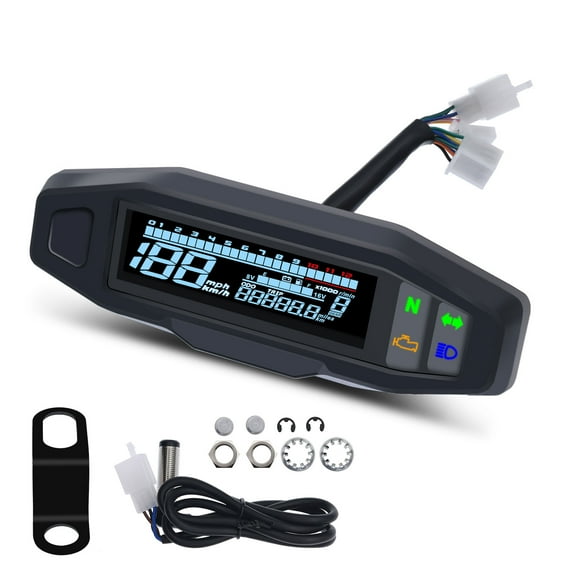 Geloo Universal Motorcycle Speedometer LCD Digital Tachometer RPM Gauge Electric Scooter Motor Bike Odometer with Bracket