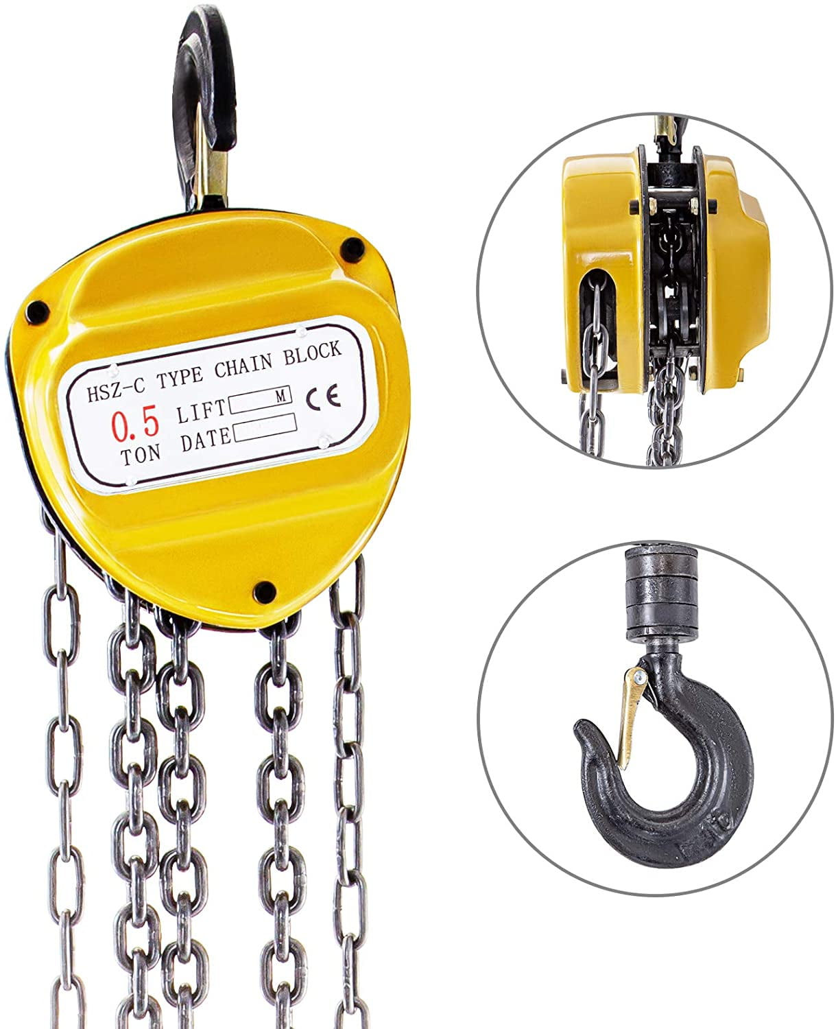 VEVOR Chain Hoist Chain Block Hoist 1100lbs/0.5ton Manual Chain Block w/3m Chain