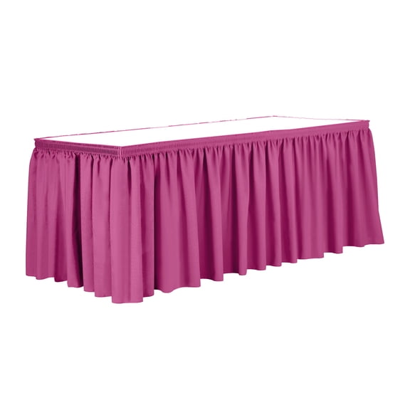 Ultimate Textile 7 ft. Shirred Pleat Polyester Table Skirt - 42" Bar Height, Hot Pink