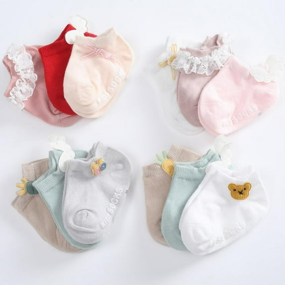 Baozhu 3 Pairs/Lot Infant Floor Sock Cute Cartoon Newborn Baby Socks Dispensing Glue Non-slip Boys Girls Baby Socks Kids Sock