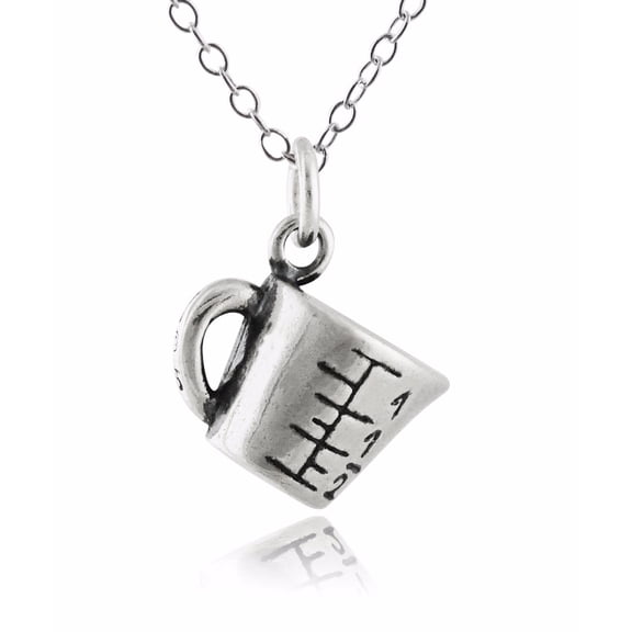 Sterling Silver Measuring Cup Necklace, 18" Chain