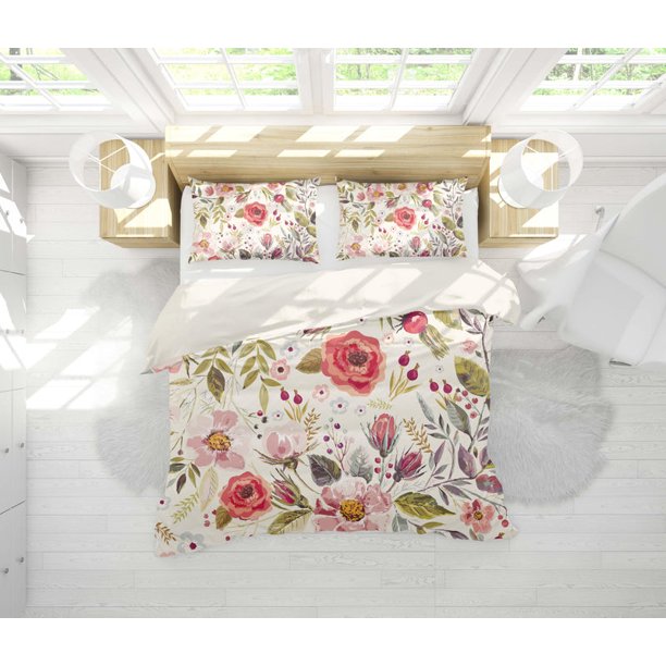 3D Rosa Flores Funda de edredón Juego de ropa de cama Fundas de almohada 21