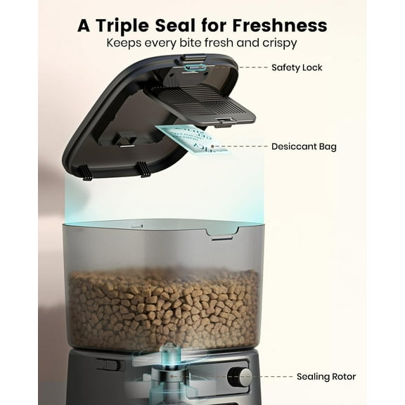 WiFi Automatic Cat Feeder – App Controlled Smart Dry Food Dispenser with Portion Control, Programmable Feeding Schedule for Indoor Cats & Small Pets