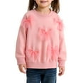 thumbnail image 2 of GBSYEWXS Toddler Girls Sweatshirt Size 2-3 Years Long Sleeve 3D Mesh Bow Print Pullover Sweater Relaxed Fit Outdoor Tops Pink, 2 of 7