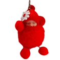 thumbnail image 1 of Sleeping Baby Bowknot Fluffy Pompom Plush Doll Hanging Pendant Key Ring Keychain, 1 of 4