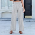 thumbnail image 5 of Women Striped Pants Loose Wide Leg Trousers Casual Low Waist Pants Comfy Lounge Pants with Pockets Gray L, 5 of 5