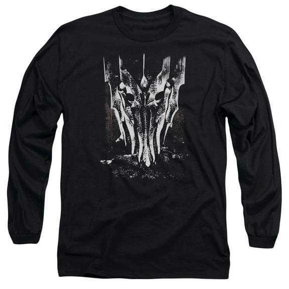 Lord of the Rings Big Sauron Head Long Sleeve Adult 18/1 T-Shirt Black