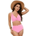 thumbnail image 4 of vigerkar Women's High Waisted Bikini Set Push Up V Neck Ruched Bottom Stylish Two Piece Swimsuit Bathing Suit (Pink, S), 4 of 9