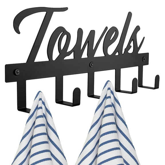 Tcwhniev Metal Key Holder Hooks Wall Mounted Key Rack with 5 Hooks Decorative Key Hanger Black Key Organizer for Entryway Front Door Kitchen Hallway Garage Mudroom Office