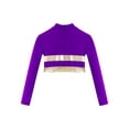 thumbnail image 4 of TiaoBug Girls Halloween Cheerleading Costume Crop Top with Mini Skirt Outfit High School Competition Dance Uniform Purple 10, 4 of 7
