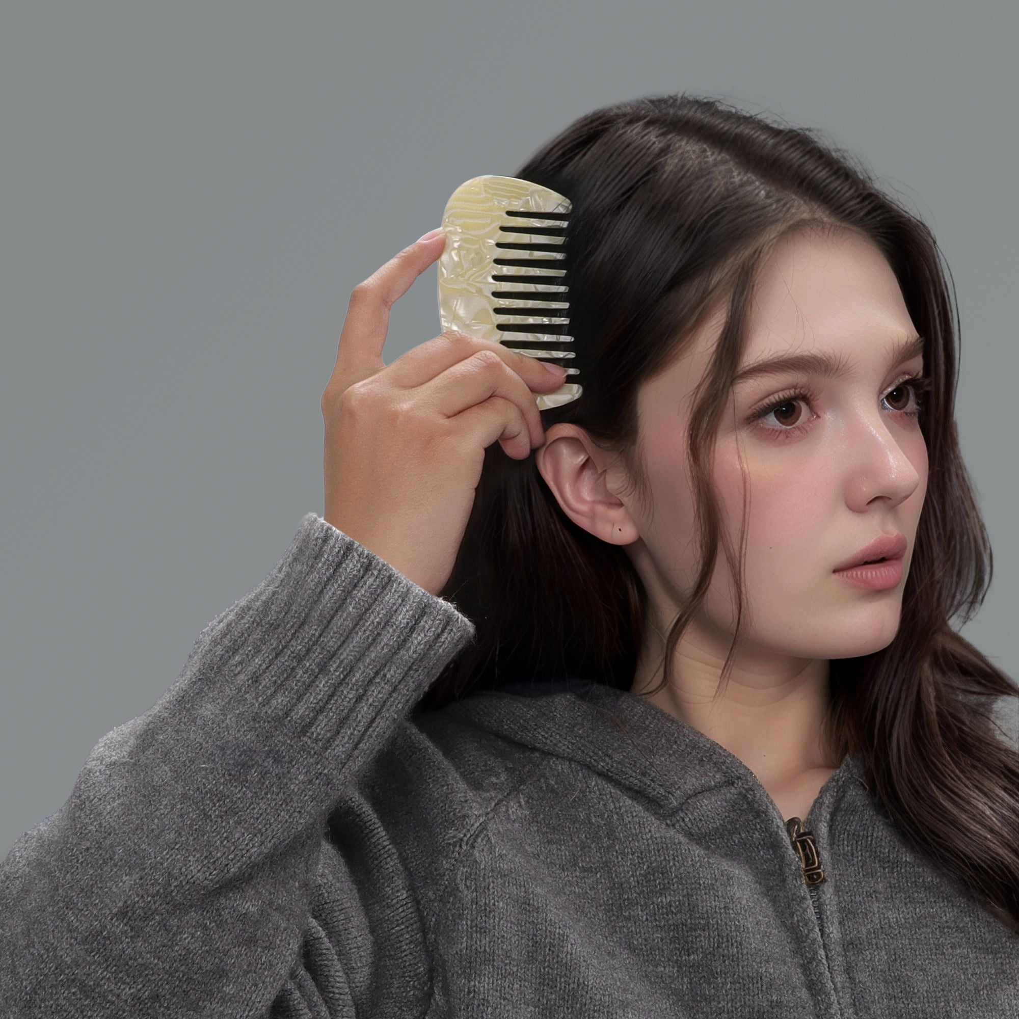 Unique Bargains 1Pc Hair Comb Wide Tooth for Thick Curly Hair Beige, Yellow