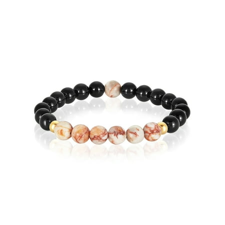 - Agate and Jasper Stone Beaded Bracelet (8mm)