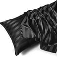 thumbnail image 4 of Popular Picks, Vsgery Wrinkle-Resistant Pillowcase, Silk Satin Fabric, Jacquards Design, Solid Color, 20x54in, Pillowcase for Bedding|100%Polyester,Black, 4 of 8