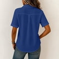 thumbnail image 6 of hoksml Women's Crinkle Button Down Shirt, Short Sleeve Collared Blouse, Casual Loose Fit Top for Daily and Office Wear, 6 of 6
