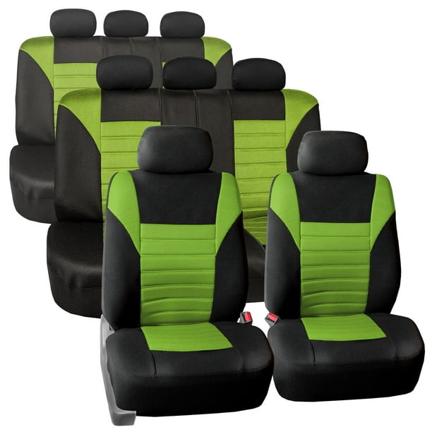 3 Row 8 Seaters SUV Seat Covers for Auto 3D Mesh Green Black Full 3 Row