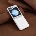 thumbnail image 5 of ELEHOLD Full Body Case for Samsung Galaxy Z Flip 6, Trellis Design Bling Sparkly Shockproof Leather Case for Women Men,White, 5 of 6