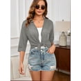 thumbnail image 4 of Demotime Womens Cardigan Lightweight Open Front 3/4 Sleeve Casual Soft Loose Fit Beach Cover Up Grey XL, 4 of 6