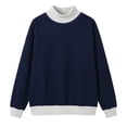 thumbnail image 4 of WAYUTE Sweatshirt for Women Neck Cozy Knit Sweatshirt with Soft Blend Relaxed Fit Long Sleeve Patchwork Color Tunic Top Fall Fashion Outfits Casual Outdoor,Multicolour,3XL, 4 of 4