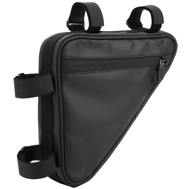 Bolsa para bicicleta de nailon resistente al desgarro, triangular, para el frente, para el cuadro de la bicicleta, para teléfono móvil, color negro