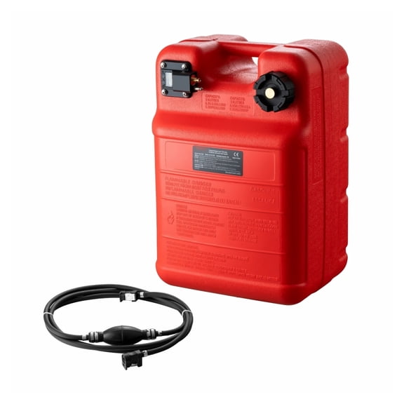 Marine Fuel Tank 6.34 Gallon, Portable Boat Gas Tank for Outboard Engine, 24L Plastic Fuel Tank with Hose for Yacht, Fishing Boat, Red