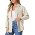 thumbnail image 4 of Chaqueta de camisa de tweed INSPIRE CHIC para mujeres con cuadros de mangas largas y sueltas, 4 of 5