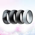 thumbnail image 4 of 4PCS Unisex Silicone Rings Fashion Gym Rings Simple Couple Rings (Camo Grey, Black, Dark Grey, Silver, Size 8), 4 of 9