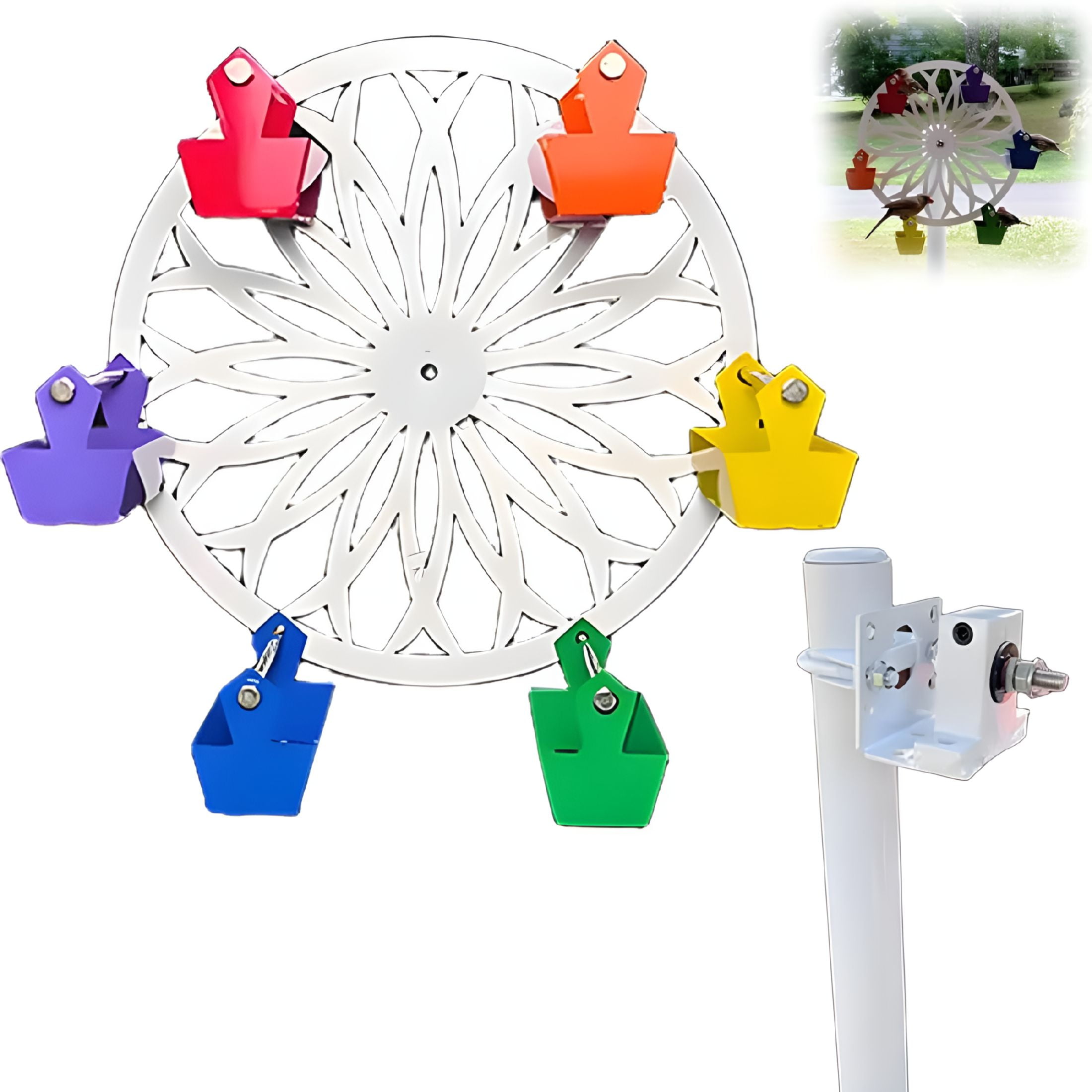 ACDANC The Ferris Wheel of Fun for Your Feathered Friend, Whirly Wheel Bird Feeder with Spinning Motion, Durable Steel Design Makes It Easy to Install on Poles or Trees, Perfect for Bird Watching