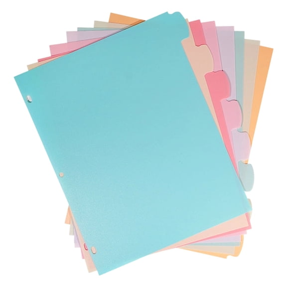 Cozival 3 Hole Plastic File Dividers With Colored Tabs Letter Size Rainbow Index Separators 8 Pack PP Document Organizer Divider Sheets For 3 Ring Binders Office School Supplies