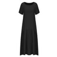 thumbnail image 5 of IROINNID Maxi Dress for Women Summer Short Sleeve Solid Color Soft Comfortable Long Dress Deals,Black, 5 of 6