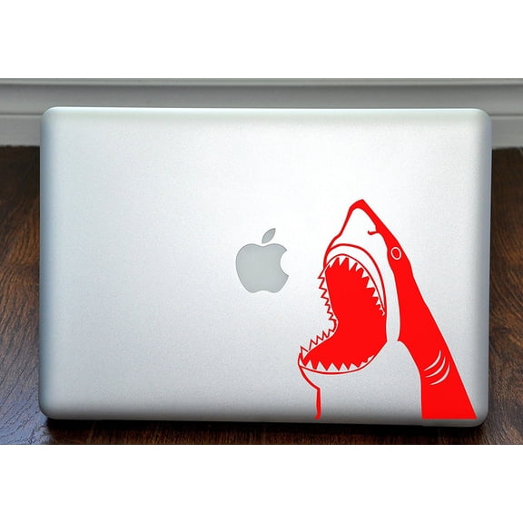 Shark Jumping Out of Water Red Decal for 13" Macbook