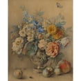 thumbnail image 2 of Jacques André Portail 12x14 Gold Ornate Wood Frame and Double Matted Museum Art Print Titled - Flowers in a Silver Caster, Fruit in the Foreground (18th Century), 2 of 4