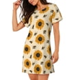 thumbnail image 2 of Fotbe Sunflowers And Bee Pattern Women's Cotton Nightgown Sleepwear Short Sleeves Shirt Casual Print Sleepdress, 2 of 6