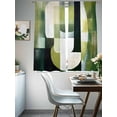 thumbnail image 4 of Abstract Geometric Sheer Curtains for Living Room Bedroom, Light-filtering Sheer Curtain, Watercolor Green Beige Decor Rod Pocket Voile Window Treatment Drapes, 52’’Wx63’’L, 2 Panels Set, 4 of 7