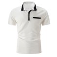thumbnail image 6 of Yaoyar Mens Short Sleeves Zipper Shirts Casual Loose Tshirts Stand Collar V Neck Tops Polo Plain Cotton Tees with Pocket, 6 of 6