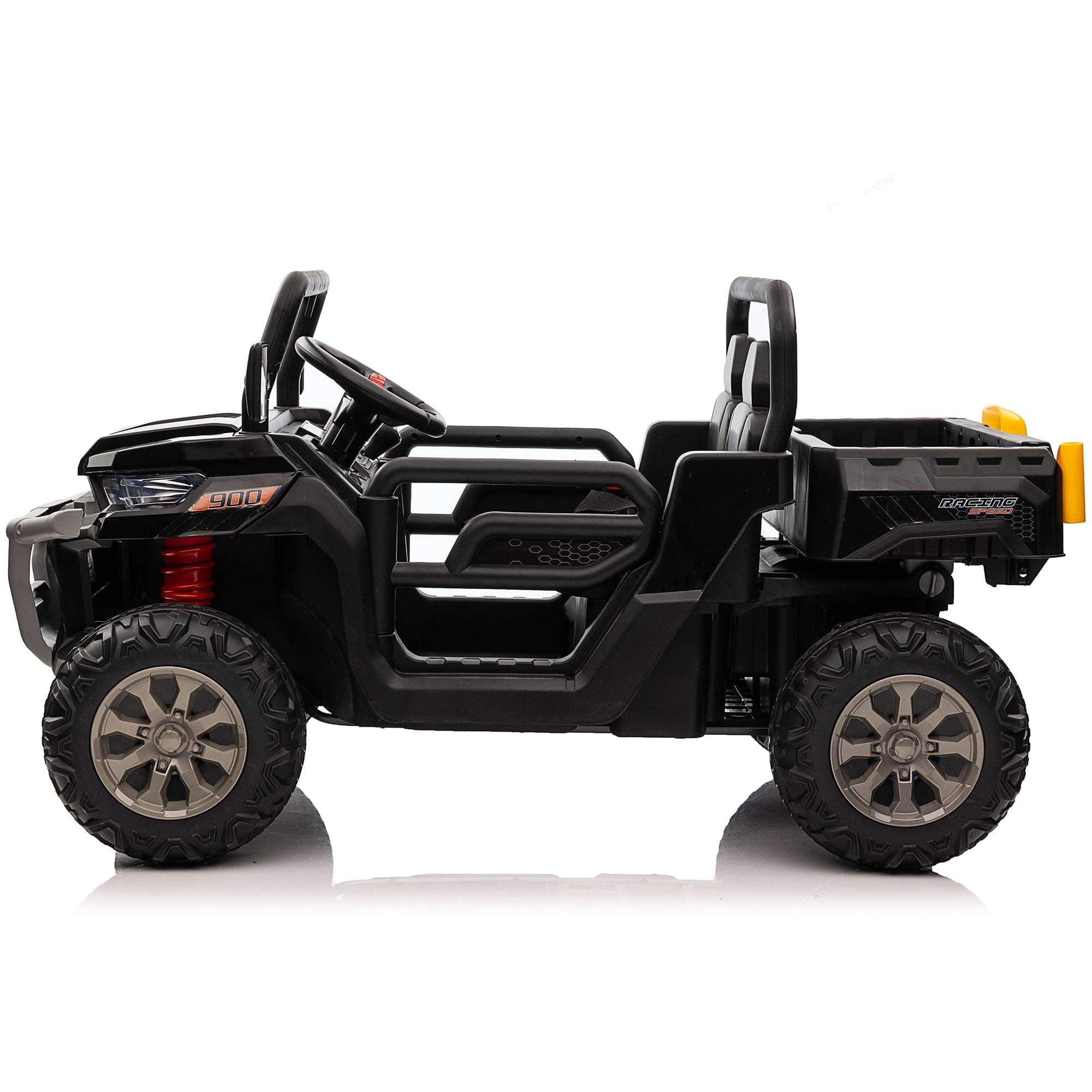 Joyracer 24 Volt Ride on Toys, 4WD Ride on Dump Truck for Kids, 2 Seater Ride on Car with Remote, Electric Power Car Wheels Toys with Trailer & Shovel, MP3/Bluetooth Music, Black