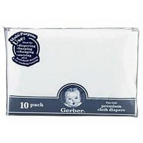 Gerber Flatfold Gauze Heavyweight Reusable Cloth Diaper, White, 10pk (Baby Unisex)