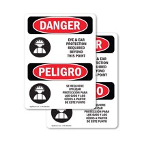 (2 Pack) Eye And Ear Protection Required Bilingual OSHA Danger Sign