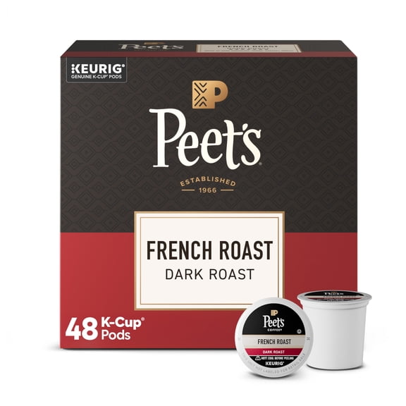 Peet's Coffee French Roast Premium Dark Roast Keurig K-Cup Coffee Pods, 48 Count