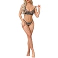 thumbnail image 2 of INSPIRE CHIC 2 Pcs for Women Lace Mesh Lingerie Sets See Through Non-Padded Cage Bra and Low Waisted Thong Set S Black, 2 of 3