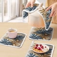 thumbnail image 5 of Navy Blue Brown Pot Holders for Kitchen Heatproof Potholder, 4 Pack Vintage Elegant Botanical Palm Leaves Hot Pads Multipurpose Oven Pads Cloth Potholders Trivet for Cooking and Baking, 5 of 8
