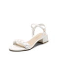 thumbnail image 2 of BURUDANI Women's Low Heels Braided Open Toe Ankle Strap Block Chunky Heel Sandals WHITE Size 5, 2 of 7