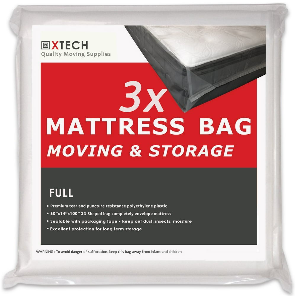 3 Full Mattress bags for moving, High Quality Disposal Sealable Plastic matress Bed protection