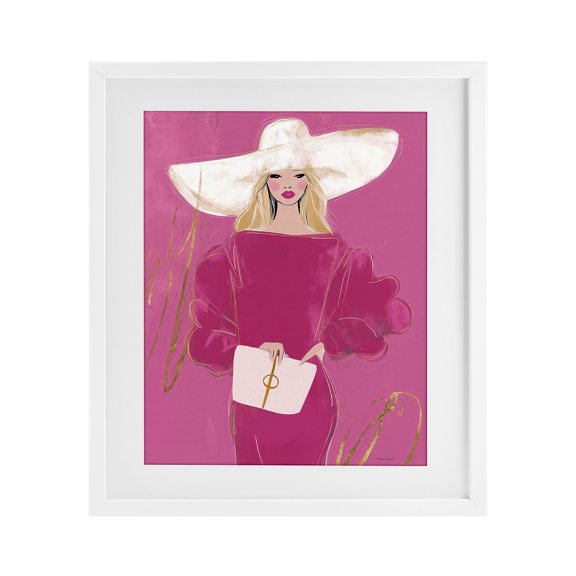 Stupell Industries Lady In Pink with Hat White Framed Print Under Glass, design by Svetlana Aleynikova