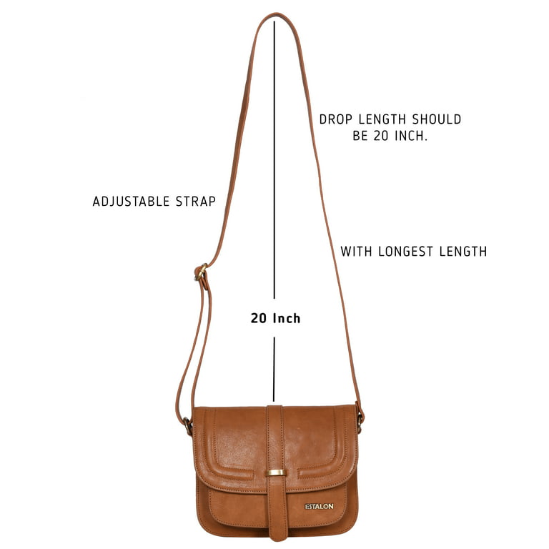 Estalon Leather Crossbody Purse for Women- Small Crossover Long Over The Shoulder Sling Womens Purses and Handbags