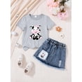 thumbnail image 5 of CHENge Toddler Girl's 2 Piece Outfits 2026 Summer Cow Graphic Tees with Denim Skort Set, 5 of 5