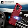 thumbnail image 5 of Allytech Rugged Case for iPhone 15 Pro Max Support Magnetic Car Mount, Premium PU Leather Flip Card Cash Holder Pocket Shockproof Anti-Fall Back Case for iPhone 15 Pro Max - Red, 5 of 6