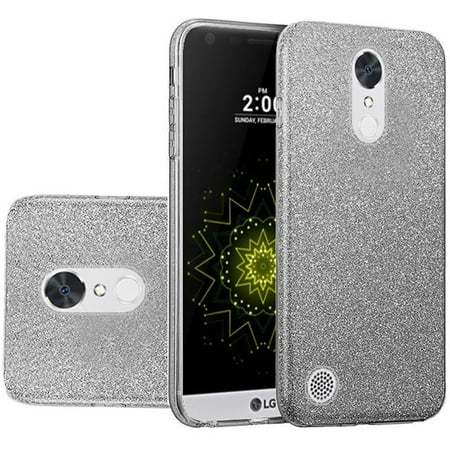 For LG K20 Plus Harmony Grace Hybrid Clear PC TPU with Glitter Paper -